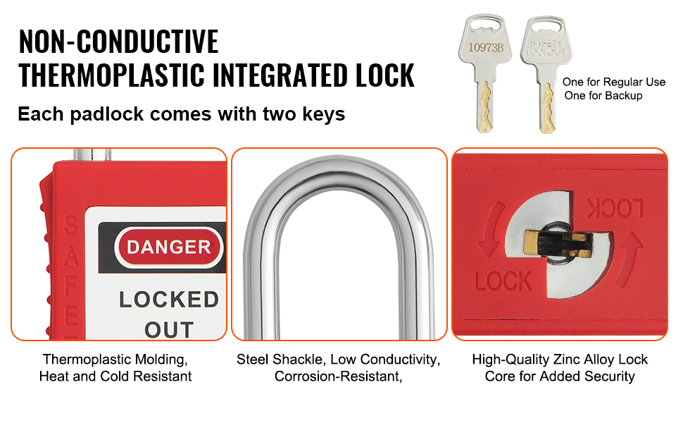 VEVOR Lockout Tagout-slotset, 10 rode veiligheidsvergrendelingssloten ...