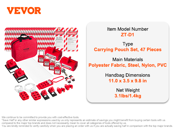 Vevor Electrical Lockout Tagout Kit Pcs Safety Loto Kit Includes