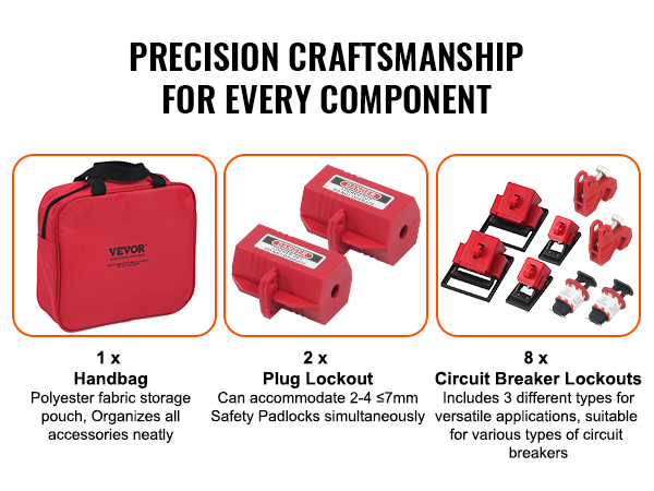 VEVOR Electrical Lockout Tagout Kit, 47 PCS Safety Loto Kit Includes ...