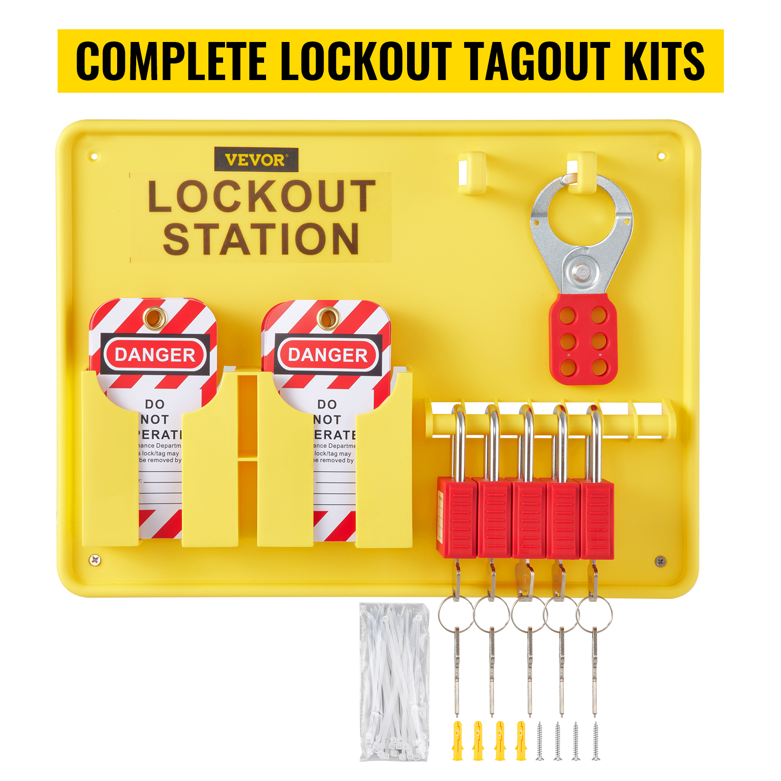 VEVOR 26 PCS Lockout Tagout Kits, Electrical Safety Loto Kit Includes  Padlocks, Lockout Station, Hasp, Tags & Zip Ties, Lockout Tagout Safety  Tools for Industrial, Electric Power, Machinery