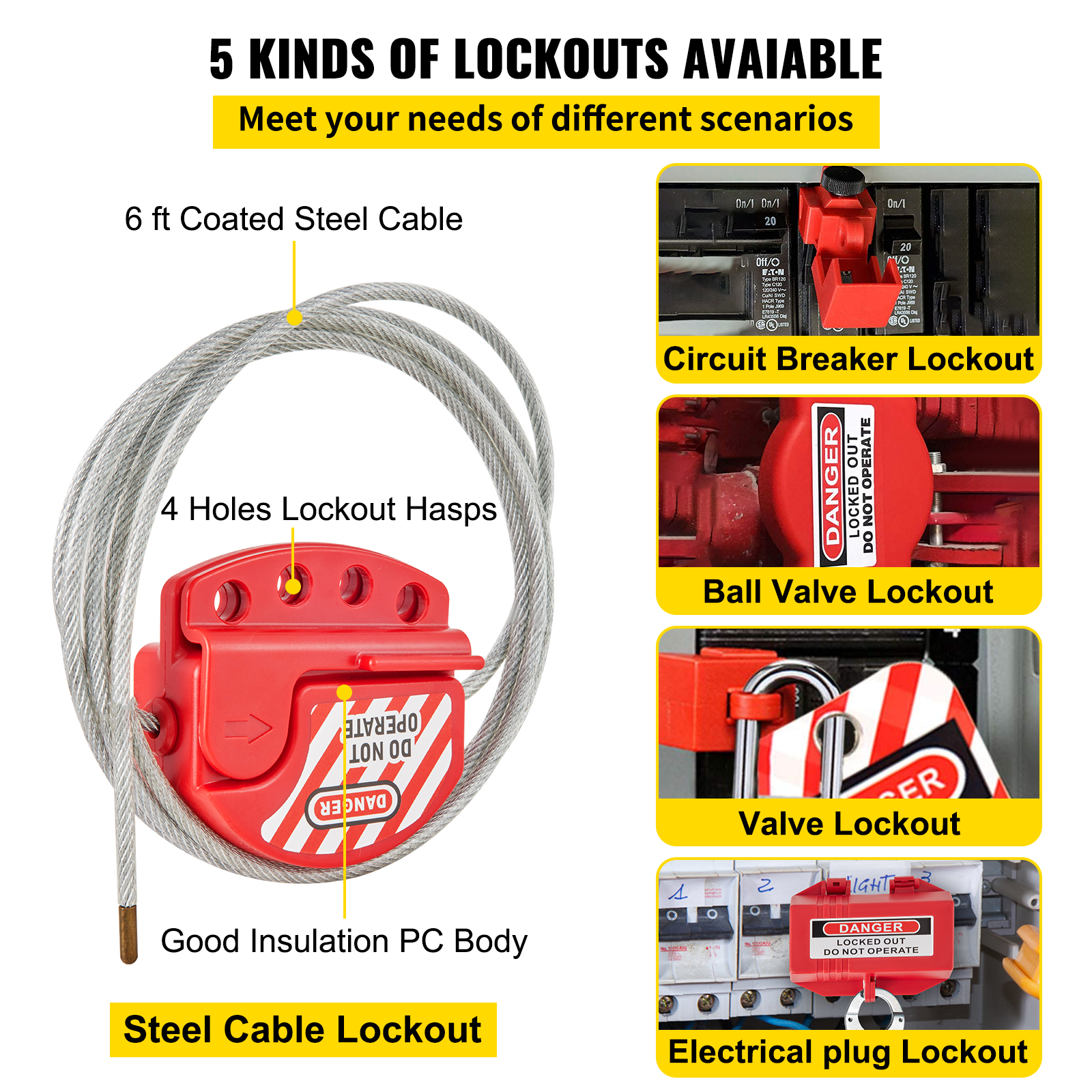 VEVOR 26 / 42 / 43 / 58 PCS Lockout Tagout Loto Kits for Electrical ...