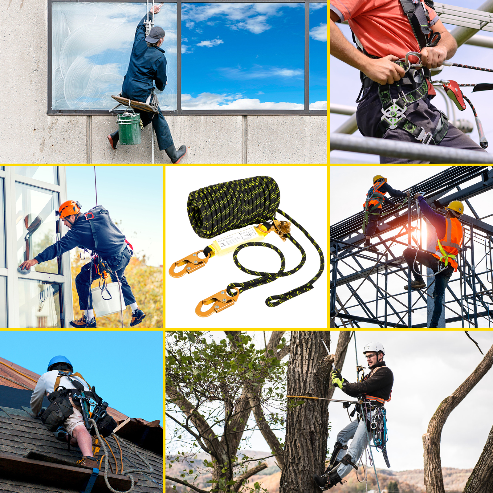 VEVOR Vertical Lifeline Assembly, 100 ft Fall Protection Rope, Polyester  Roofing Rope, CE Compliant Fall Arrest Protection Equipment with Alloy  Steel Rope Grab, Two Snap Hooks, Shock Absorber