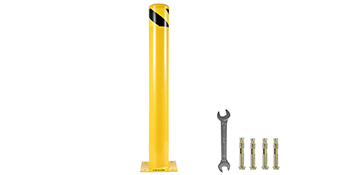 VEVOR Safety Bollard 36-5.5 Safety Barrier Bollard 5-1/2" OD 36" Height Yellow Powder Coat Pipe Steel Safety Barrier with 4 Free Anchor Bolts for Traffic-Sensitive Area