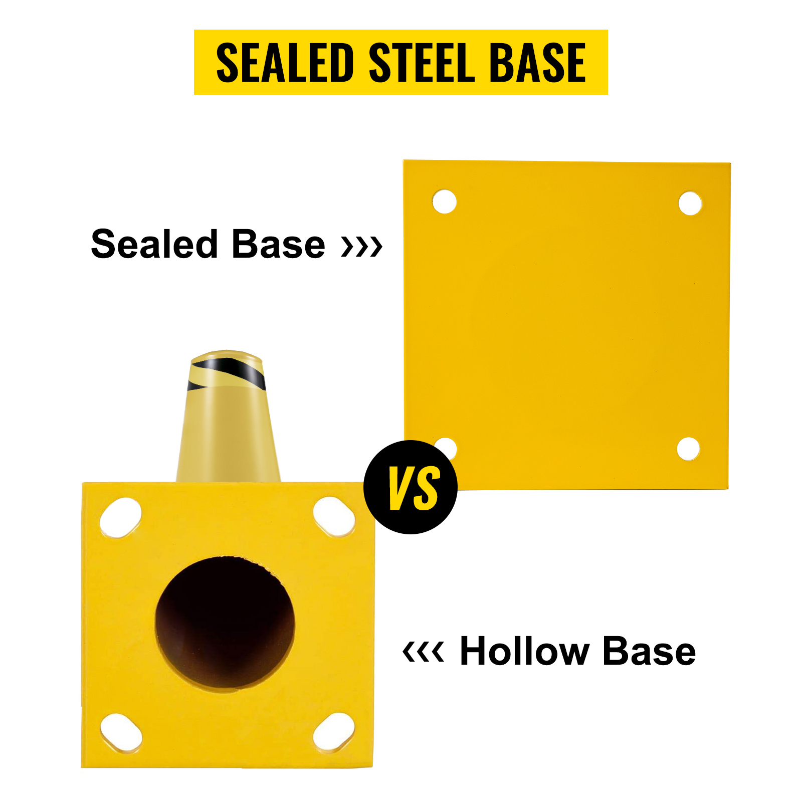 VEVOR Safety Bollard 36-5.5 Safety Barrier Bollard 5-1/2" OD 36" Height Yellow Powder Coat Pipe Steel Safety Barrier with 4 Free Anchor Bolts for Traffic-Sensitive Area