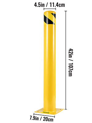 VEVOR Safety Bollard 42-4.5 Safety Barrier Bollard 4-1/2" OD 42" Height Yellow Powder Coat Pipe Steel Safety Barrier with 4 Free Anchor Bolts for Traffic-Sensitive Area