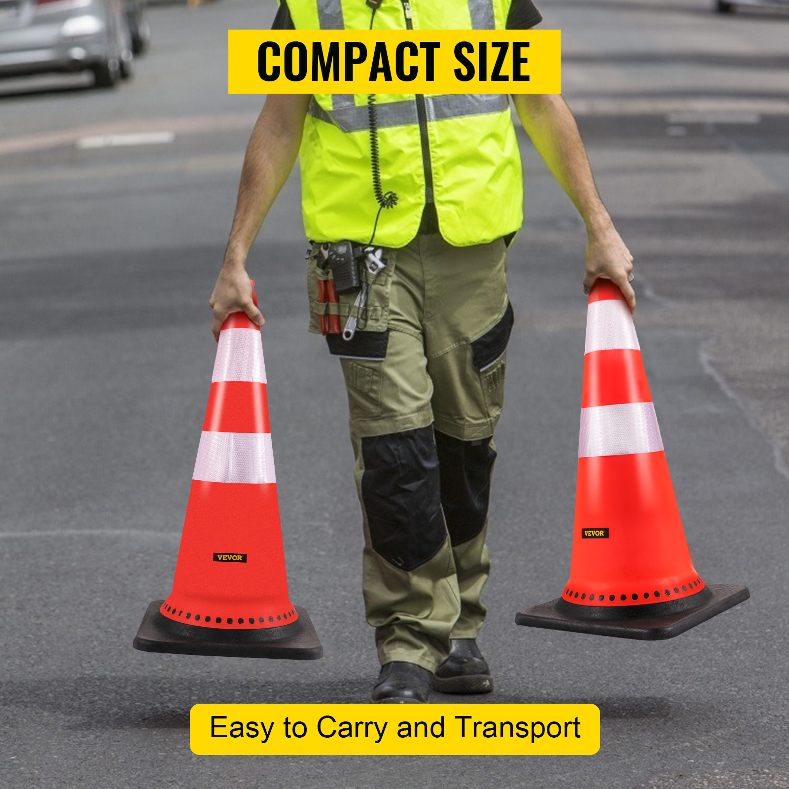VEVOR Safety Cones, 18 in/45 cm Height, 5 PCS PVC Orange Traffic