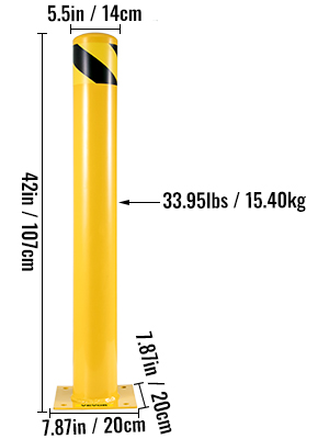 Safety Bollard,Yellow,42in