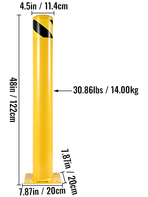 Safety Bollard,Yellow,48in