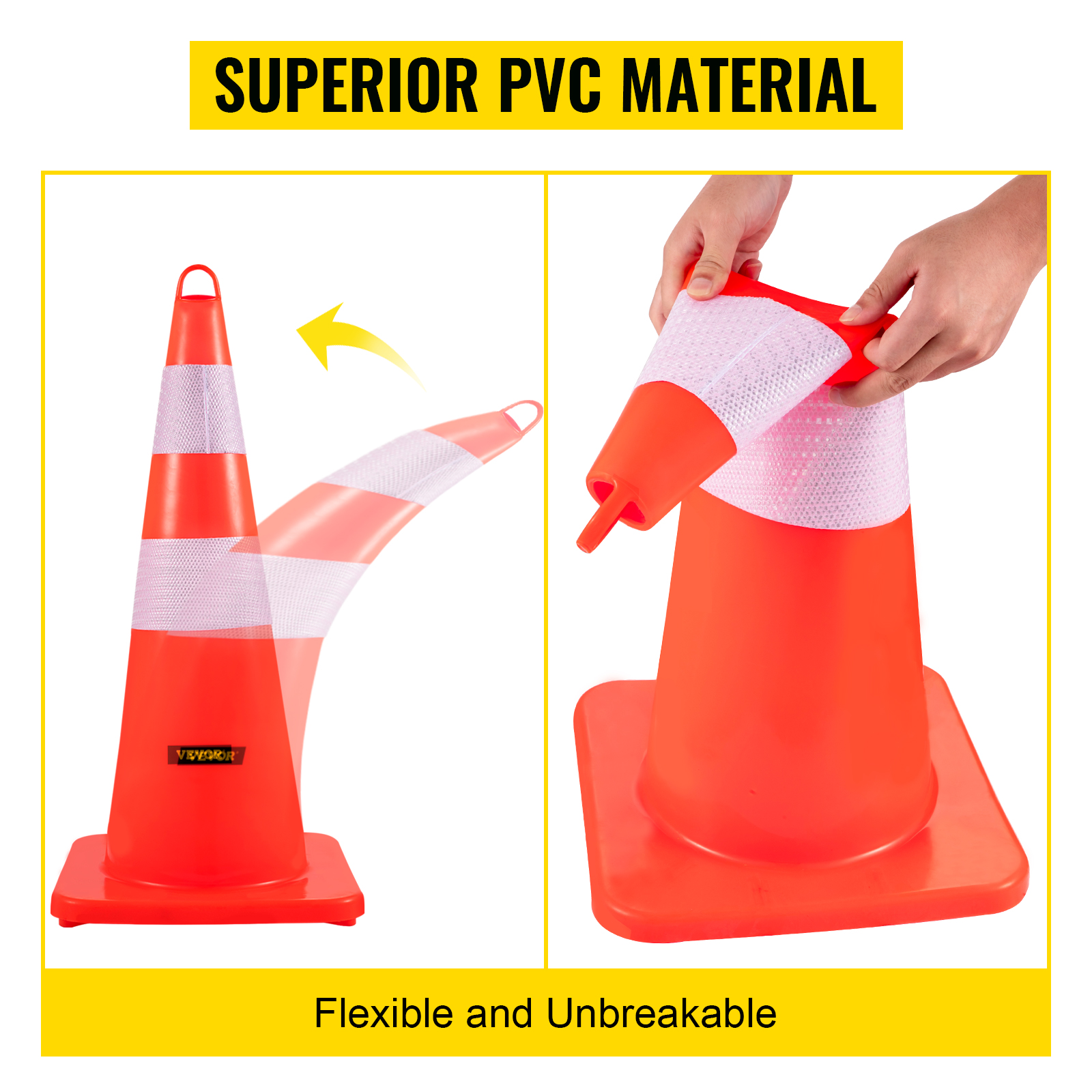 18 Unsheeted PVC Cones, Box of 100 - Safety Cones