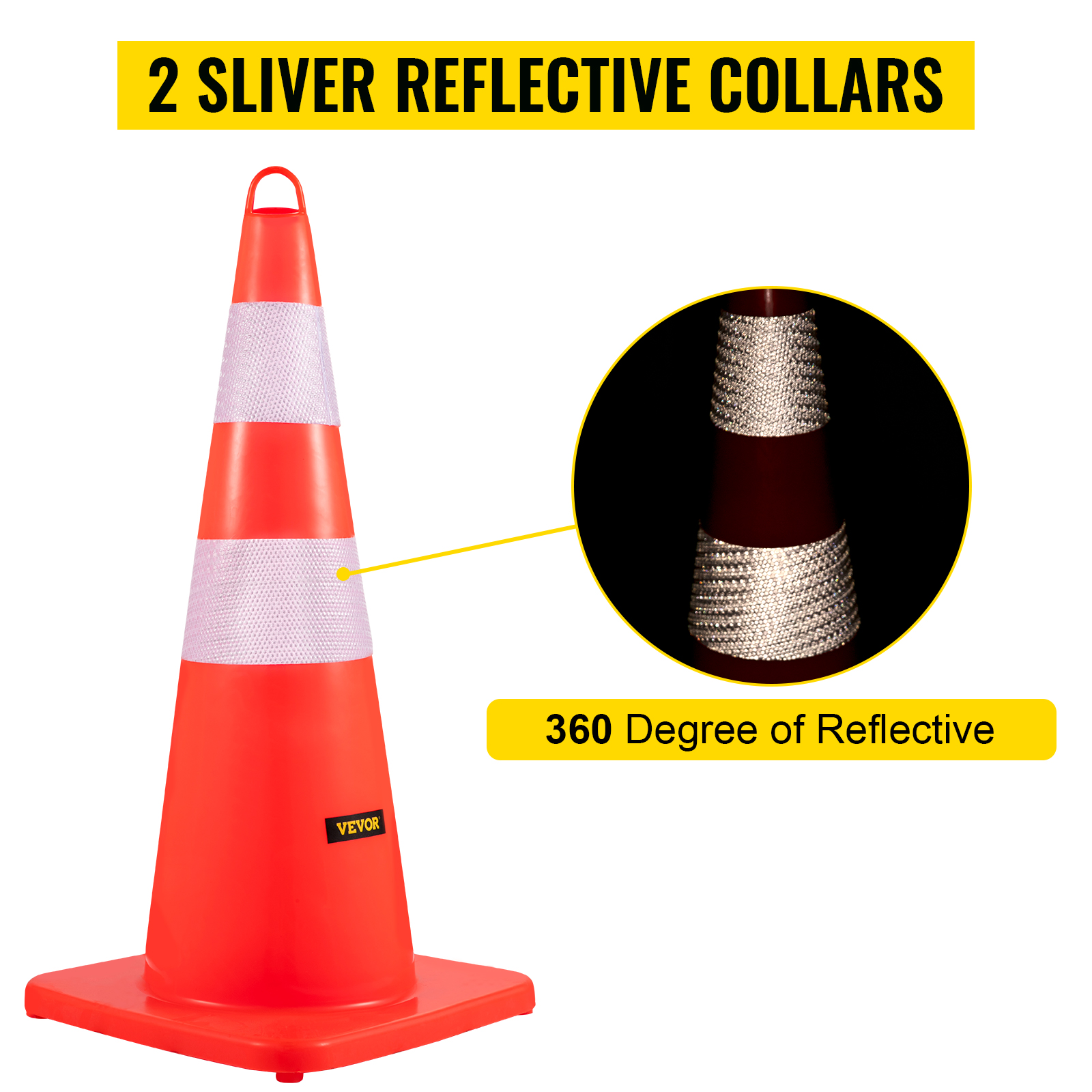 Pro Space 28 in. Collapsible Traffic Safety Cones with Reflective