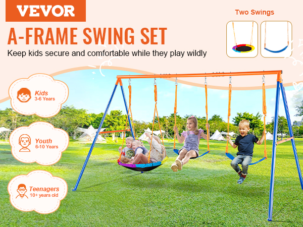 Balançoire Soucoupe Pour Arbre VEVOR - Diamètre 101.6cm, Capacité 340kg, Tissu Oxford 900D - Pour Jardin, Enfants Et Adultes, Avec Cordes Réglables