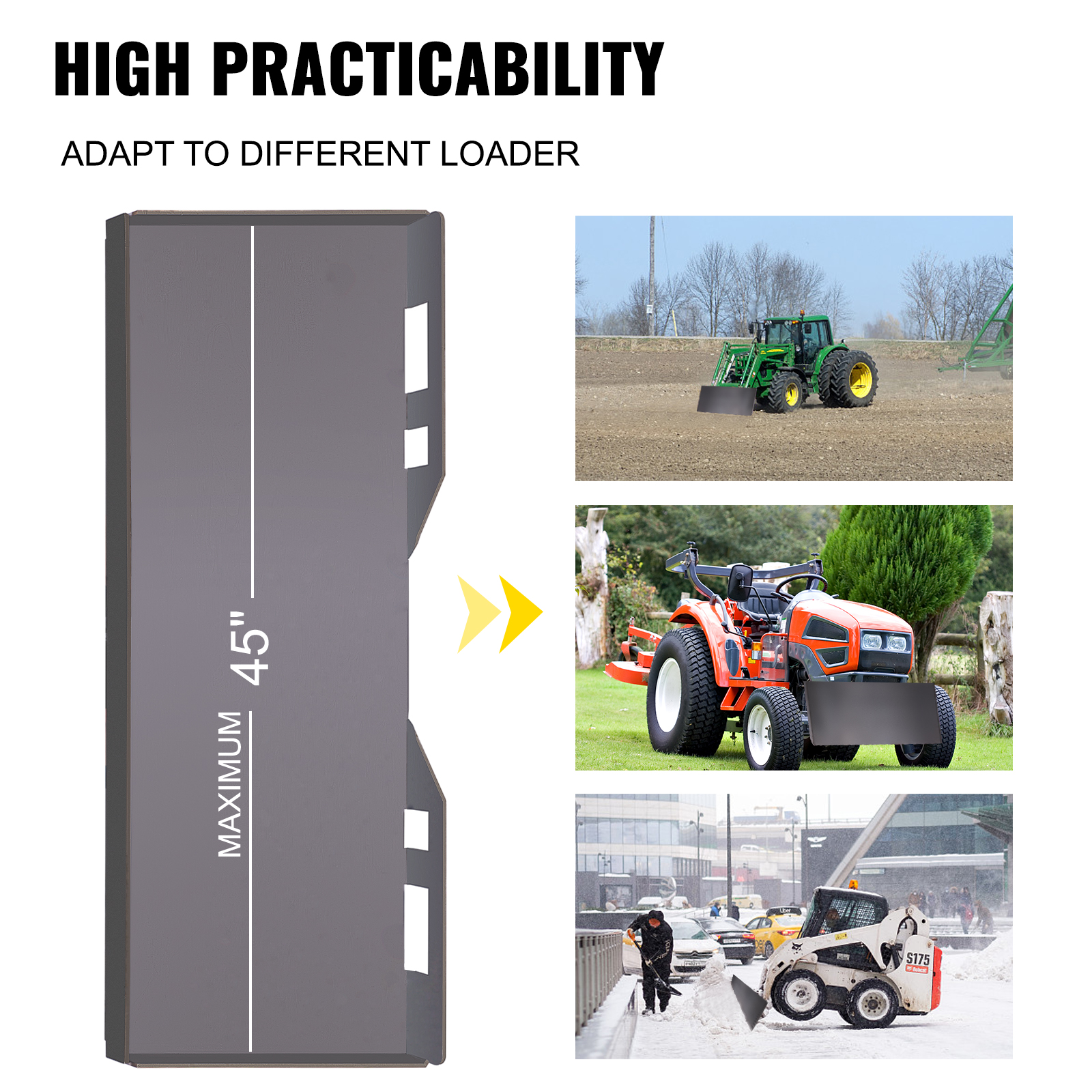 Vevor Universal Quick Attach Mounting Skid Steer Mount Plate 0.39" For ...