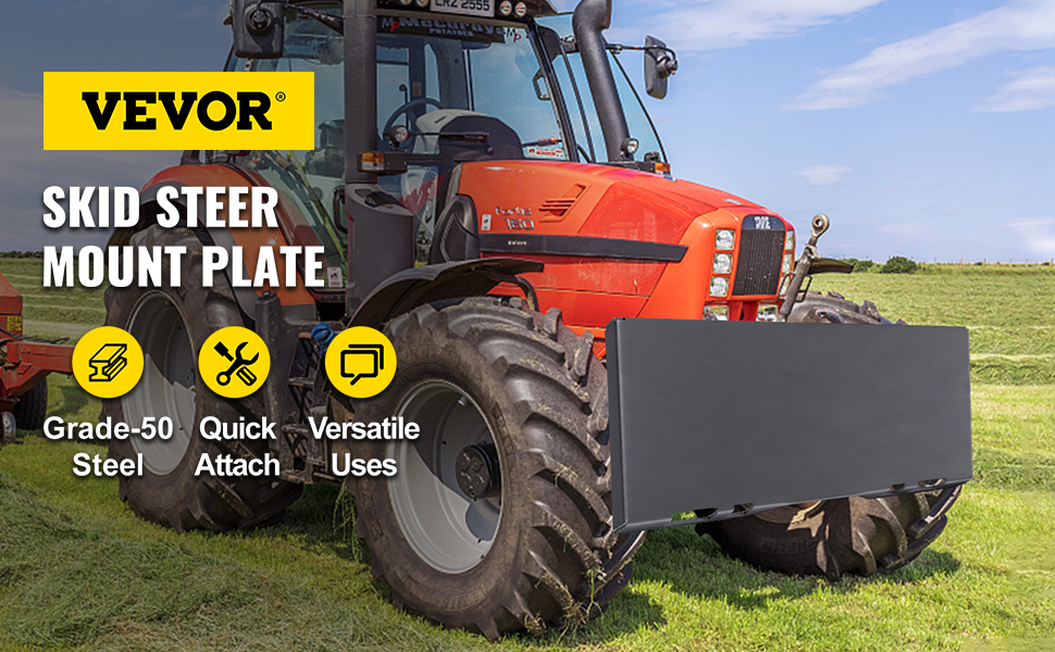 VEVOR Skid Steer Mount Plate Thick Skid Steer Attachment Plate Steel Quick Attachment Loader Plate with 3 Additional Welding Rods Easy to Weld or Bolt to Different Accessories (5/16")