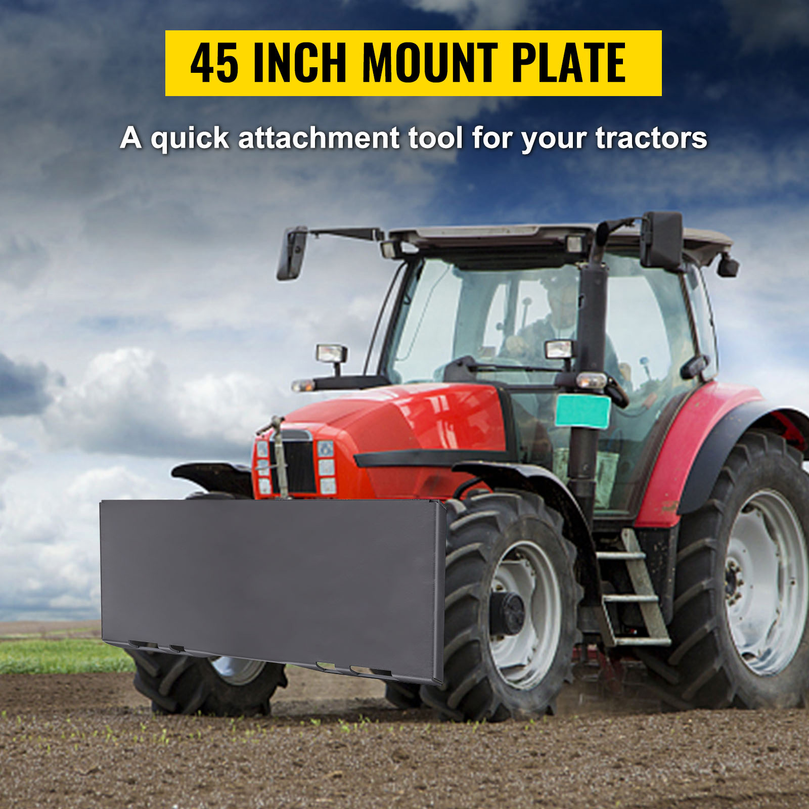 VEVOR Skid Steer Mount Plate Thick Skid Steer Attachment Plate Steel Quick Attachment Loader Plate with 3 Additional Welding Rods Easy to Weld or Bolt to Different Accessories (5/16")