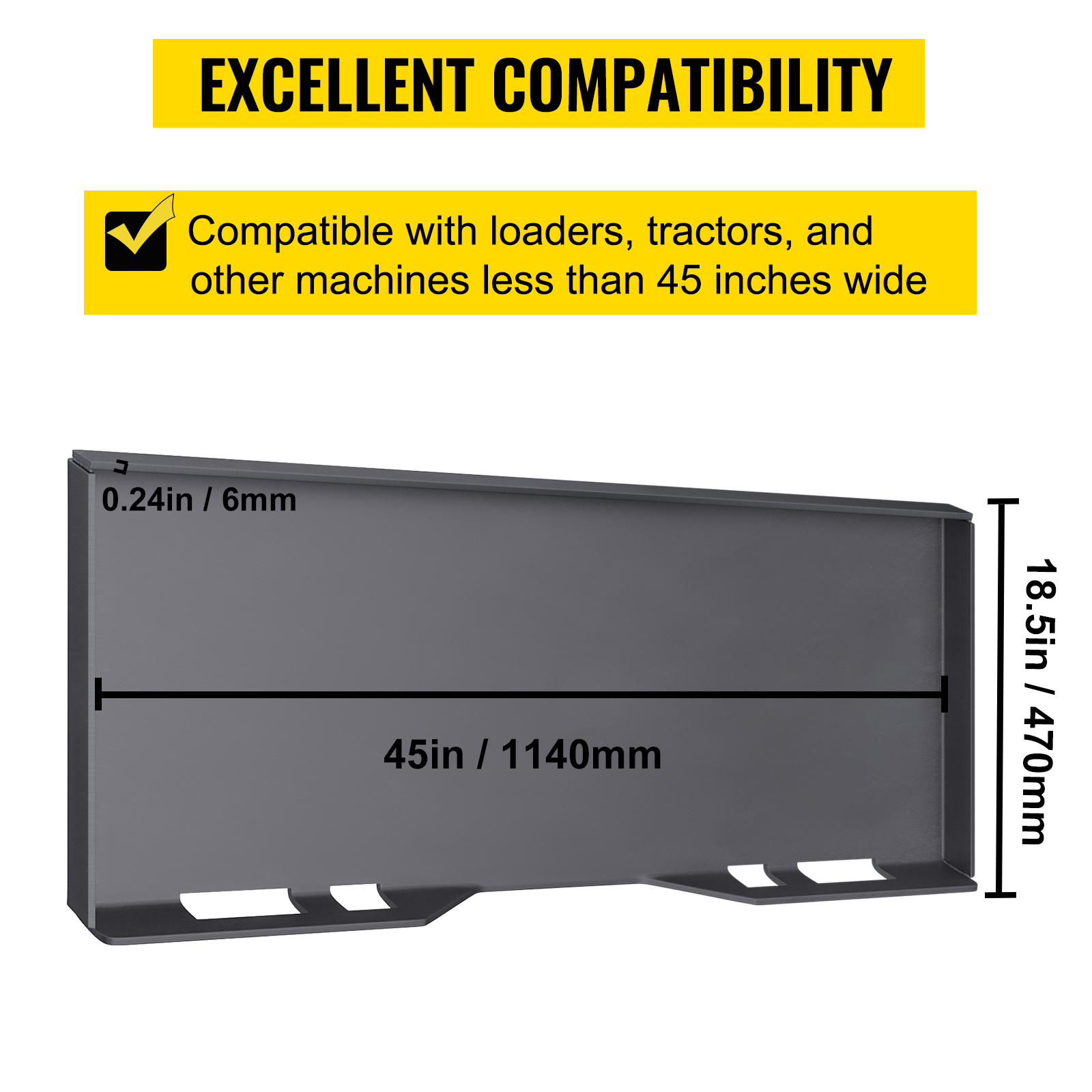VEVOR Skid Steer Mount Plate Thick Skid Steer Attachment Plate Steel Quick Attachment Loader Plate with 3 Additional Welding Rods Easy to Weld or Bolt to Different Accessories (5/16")