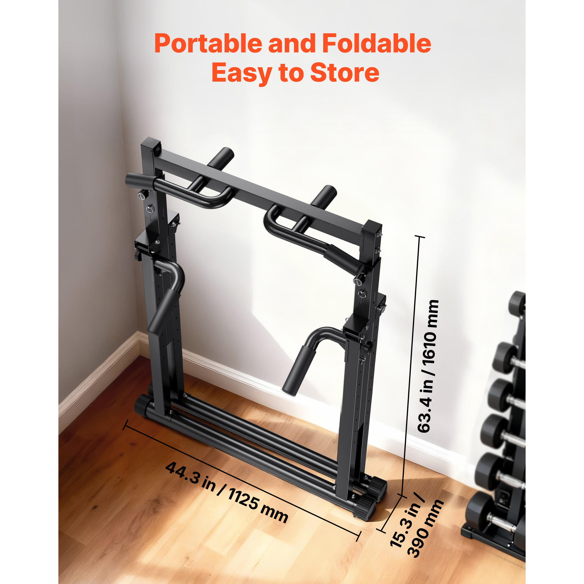 Uimoso Pull Up Bar 330 LBS Dip Station with Stable H-Shaped Base & Back Support