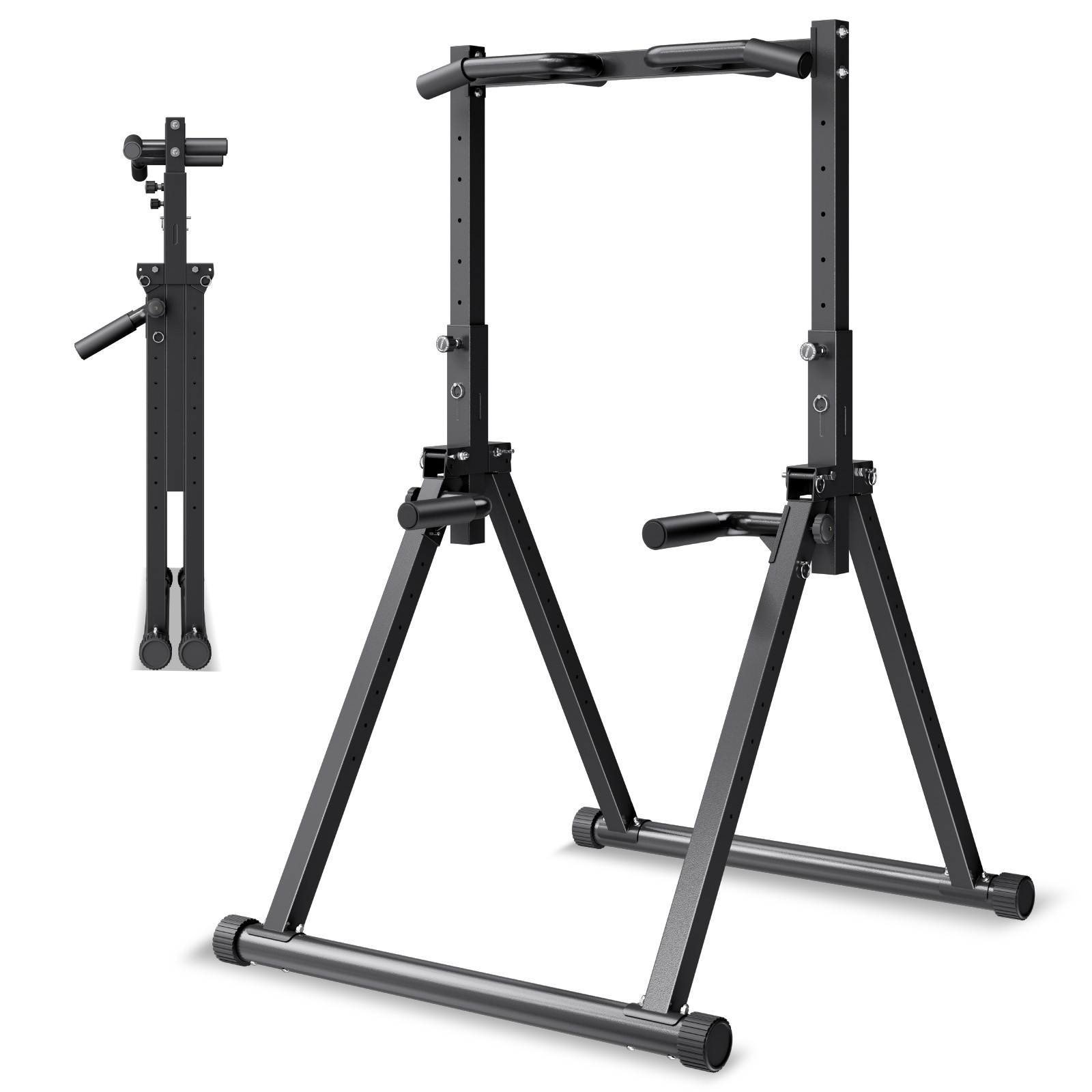 Uimoso Pull Up Bar 330 LBS Dip Station with Stable H-Shaped Base & Back Support