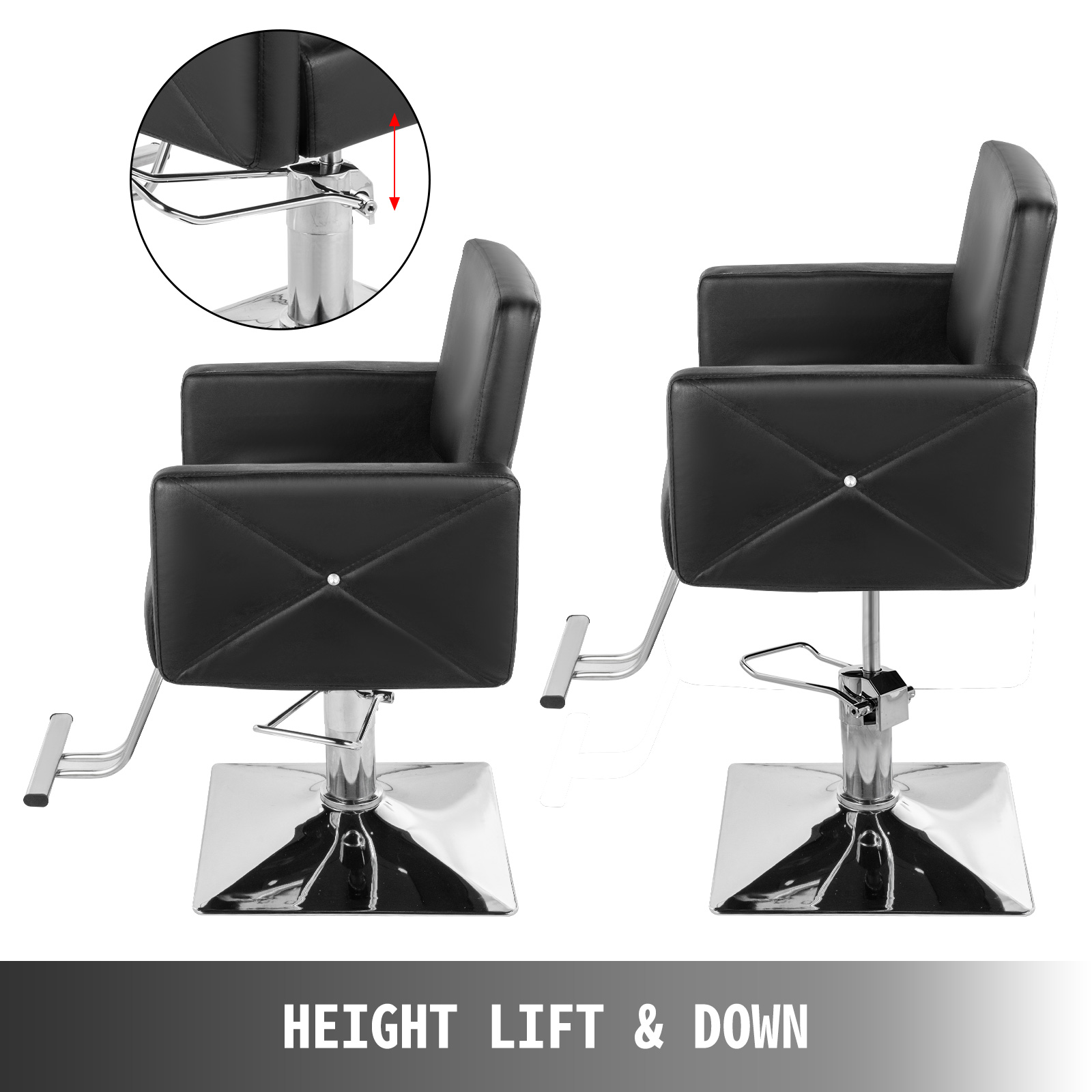 Styling Chair Black Hydraulic Lift Square Base Hairdressing Furniture Barber Salon Chair PU