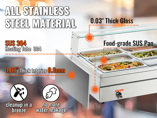 INTBUYING 12-Pan Food Warmer Commercial Buffet Food Warmer Stainless Steel  Steam Table Restaurant Canteen Food Heater 