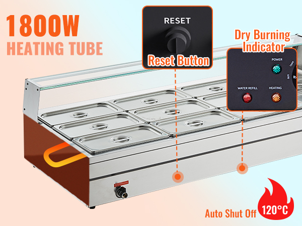 INTBUYING 12-Pan Food Warmer Commercial Buffet Food Warmer Stainless Steel  Steam Table Restaurant Canteen Food Heater 