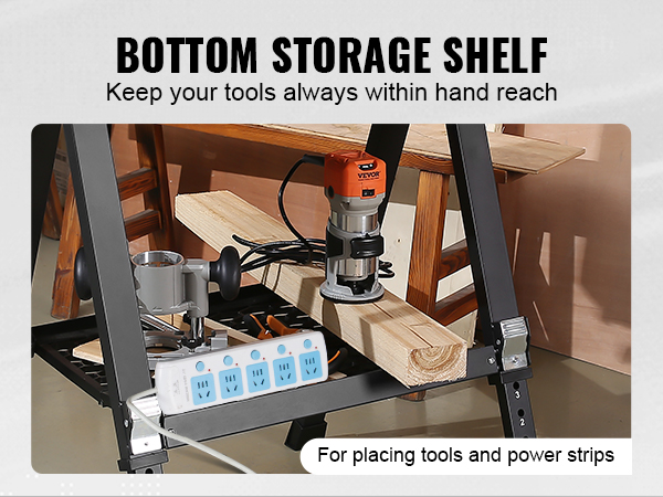 Tavolo Con Panche VEVOR Banco Da Lavoro Pieghevole Portatile In Legno Acciaio Altezza Regolabile Tra 60-92 Cm, Tavolo Beta Banco Da Lavoro