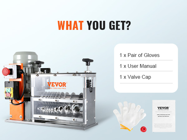 VEVOR Automatic Wire Stripping Machine 0.06''-0.98'' Electric Motorized Cable Stripper 60 W Wire Peeler with Visible Stripping Depth Reference 6