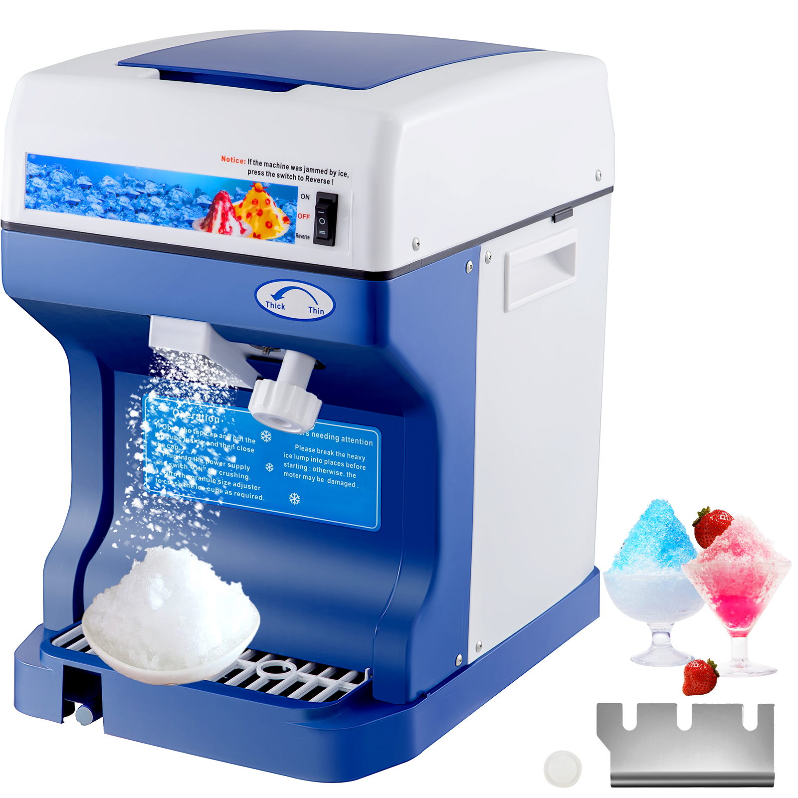 TMS® Electric Ice Shaver Machine Snow Cone Maker Shaved Ice Hawaian Icee 143 lbs/hr Crusher 