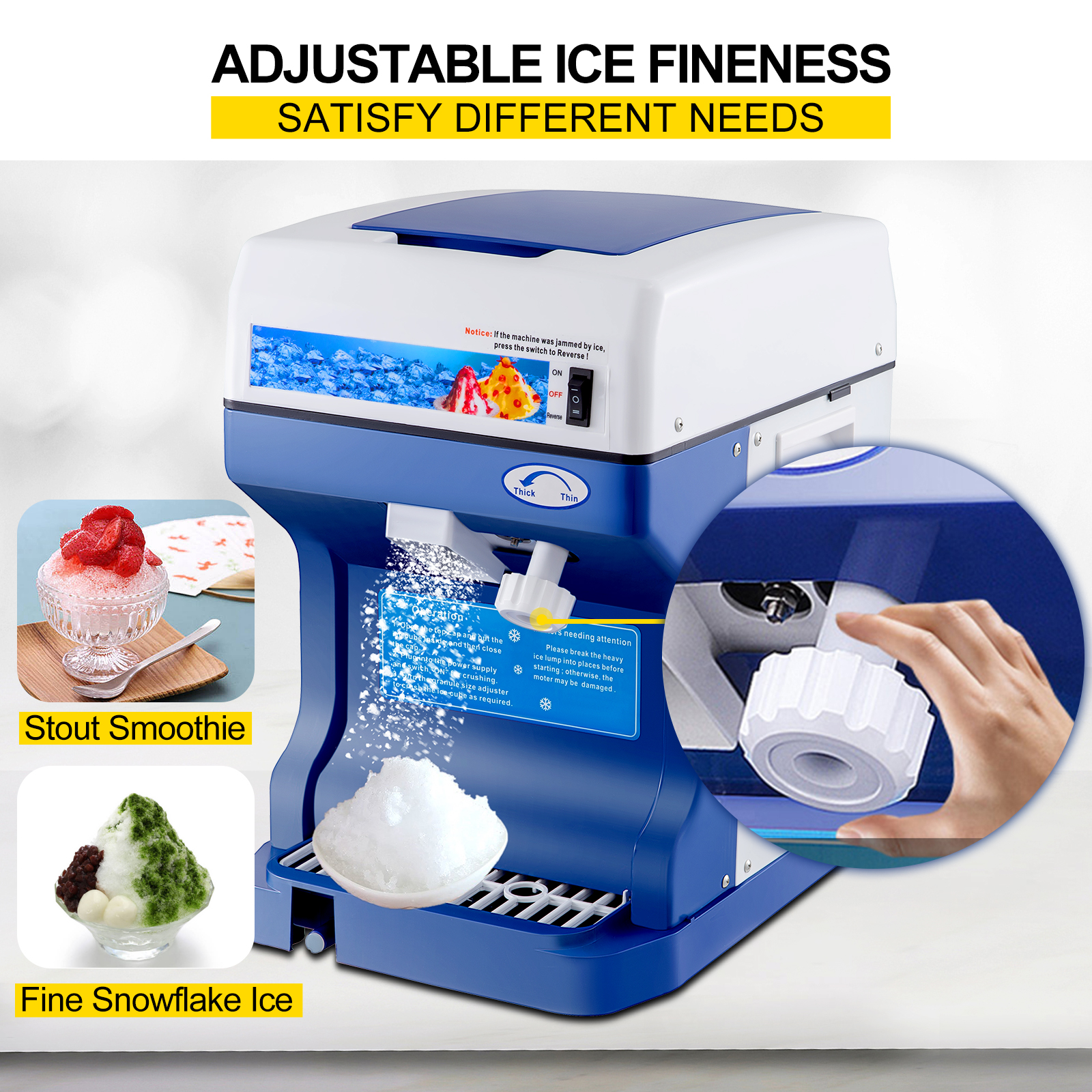 Electric Ice Crushers,Stainless Steel Ice Snow Cone Maker Machine for Home and Commerical Use Electric Ice Crushers-02 