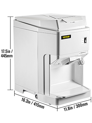 VEVOR Ice Shaver Machine Electric, Snow Cone Machine Commercial 265 LBS/H, Shaved Ice Machine w/Ice Hopper & Lid, 250W Ice Crusher w/Drain Pipe Tabletop Shaved Ice Maker w/Adjustable Fineness White