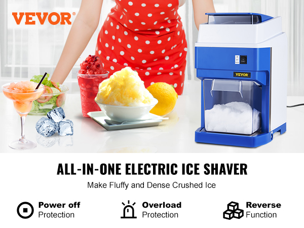 VEVOR Commercial Ice Shaver Crusher, 265lbs Per Hour Electric Snow Cone  Maker with 4.4lbs Ice Box, 300W Tabletop Shaved Ice Machine for Parties  Events Snack Bar, Home and Commercial Use