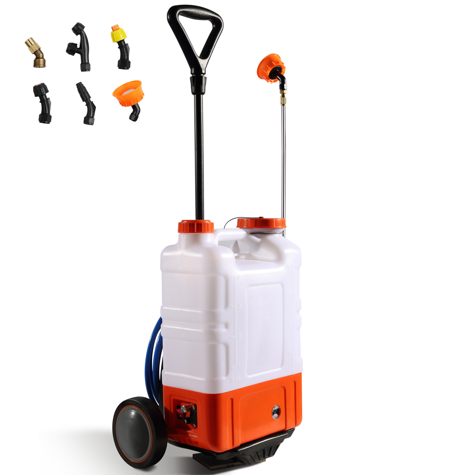 Battery Powered Backpack Sprayer with Wheel 4 Gal Tank 0-94 PSI Adjustable - Picture 15 of 26