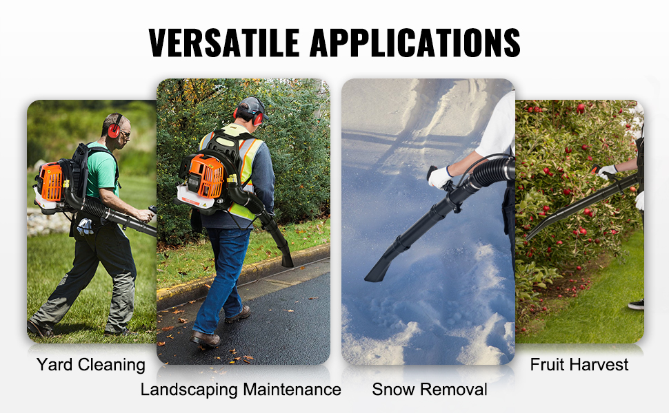 VEVOR Backpack Leaf Blower, 52CC 2-Cycle Leaf Blower with 1.37L Fuel Tank, 480CFM Air Volume 175MPH Speed, Ideal for Lawn Care, Leaf Cleaning, and Snow Removal