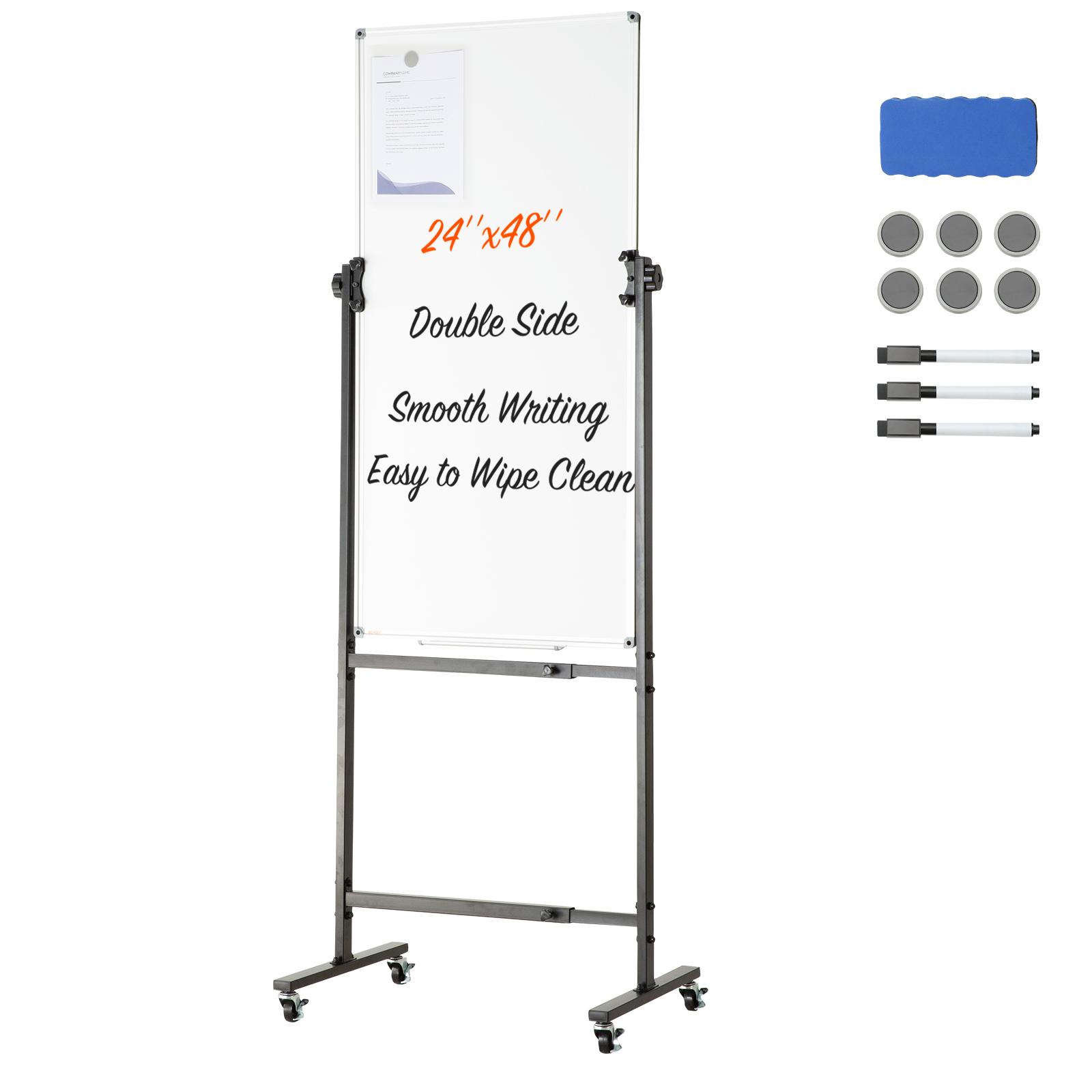 thumbnail image 2 of Uimoso 36x24 Mobile Magnetic Dry Erase Board – Double Sided Whiteboard With Adjustable Stand 2 of 5