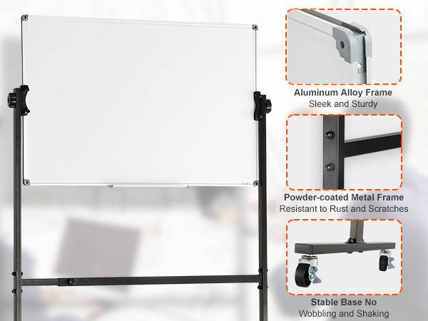 Tableau blanc mobile magnétique double face, tableau magnétique blanc avec  roulettes, grand tableau blanc roulant pour bureau, maison, salle de classe