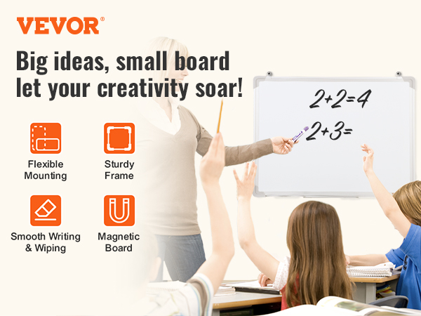VEVOR Magnetic Whiteboard Dry Erase Board 36 x 24 Wall Mounted for Office