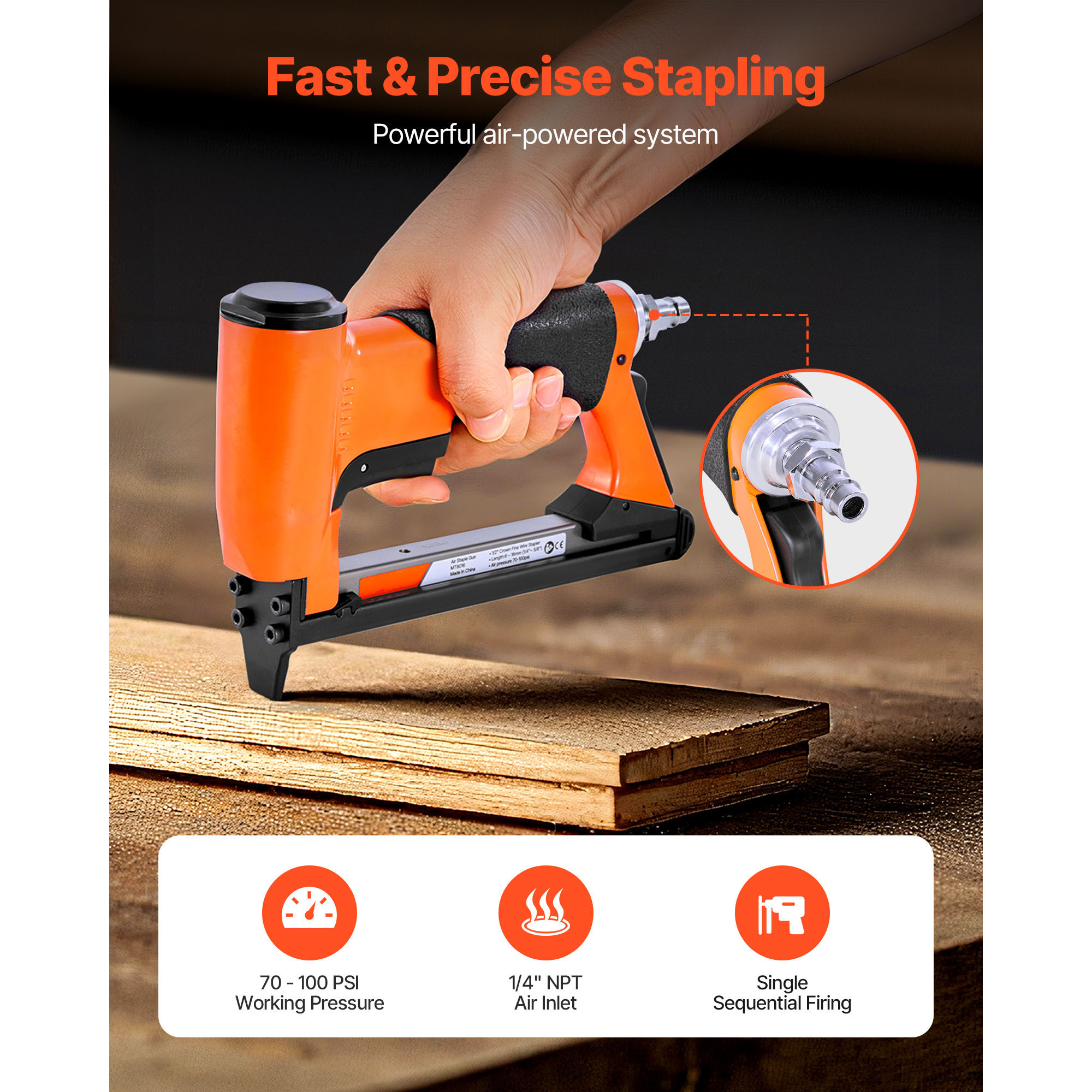 Mophorn Pneumatic Staple Gun, 21 Gauge Air Upholstery Stapler for 80 ...