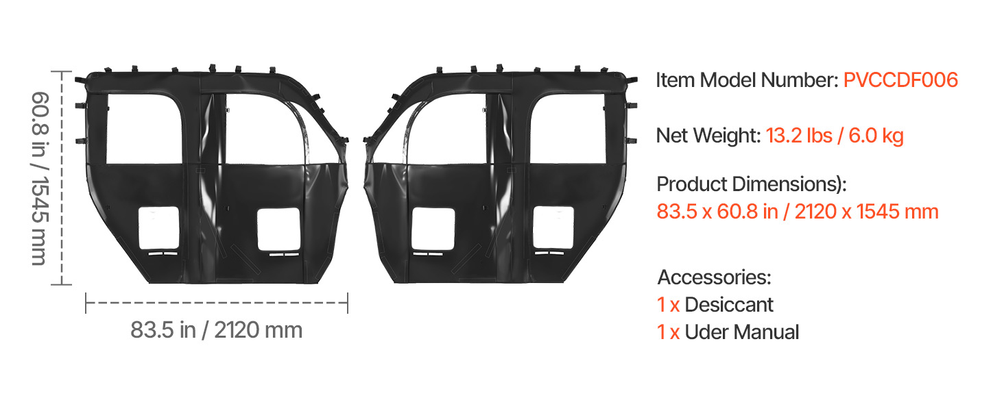 Soft Cab Enclosure Winter Upper Door Zipper for CF-MOTO UForce