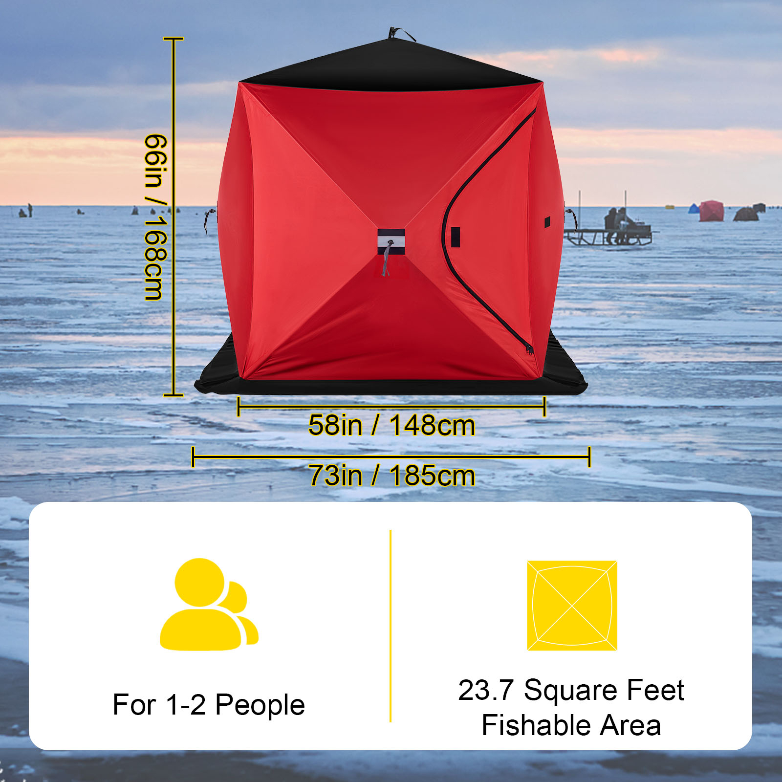 Portable Ice Fishing Tent 2x2x2.1 Meters Winter Outdoor Fishing