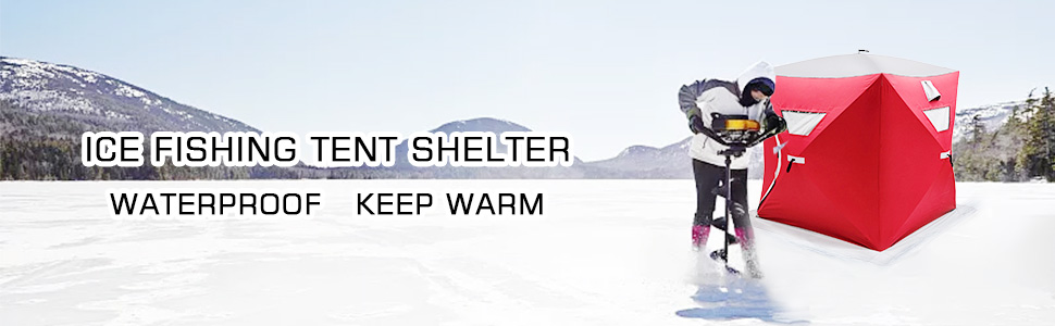 VEVOR Ice Fishing Shelter Tent 3-Person Pop Up House Portable Outdoor Fish Equipment 300D Oxford Fabric Ice Fish Shelter 89.76 x 89.76 x 79.92