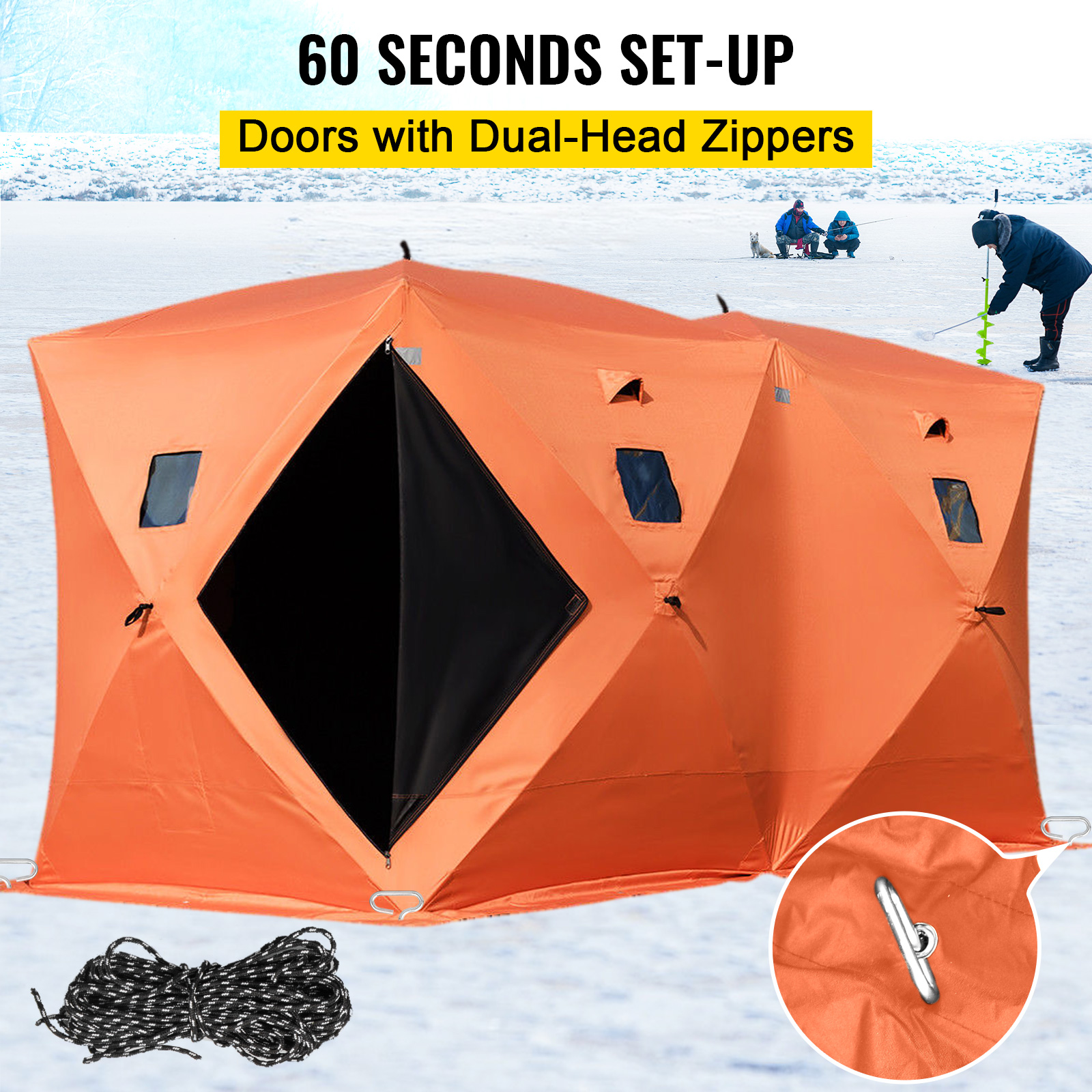 Winter Fishing Tent Portable Ice Fishing Shelter Easy Set-up Warm