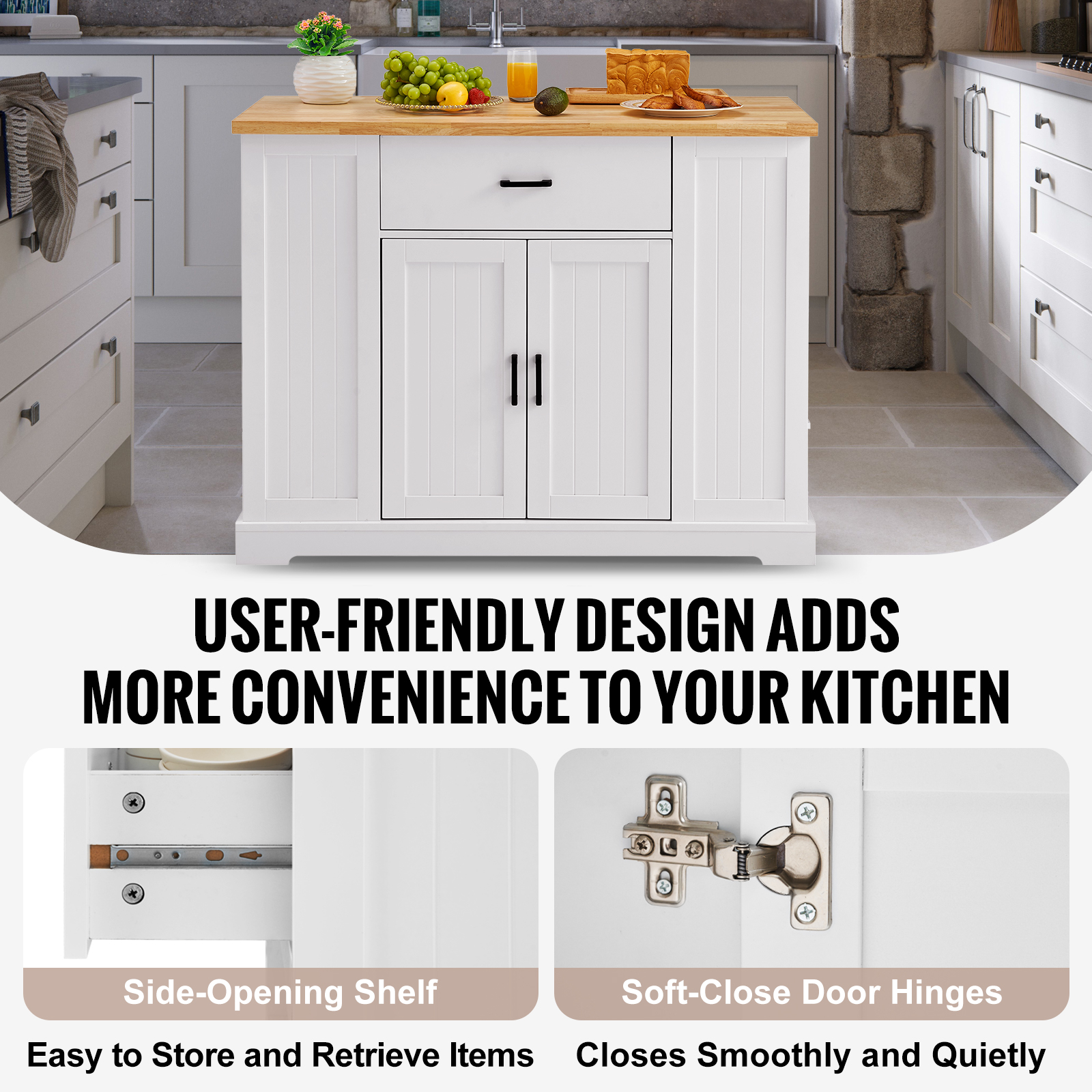 Drop-Leaf Kitchen Island Trolley Cart Wood Storage Cabinet w/ Drawers/Rack - Picture 78 of 110