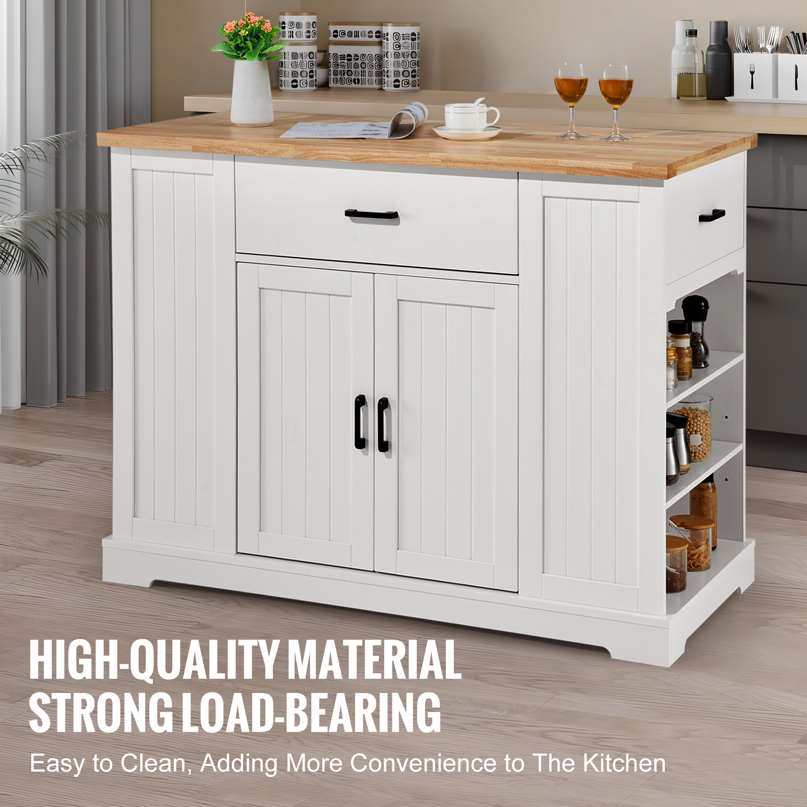 Drop-Leaf Kitchen Island Trolley Cart Wood Storage Cabinet w/ Drawers/Rack - Picture 79 of 110