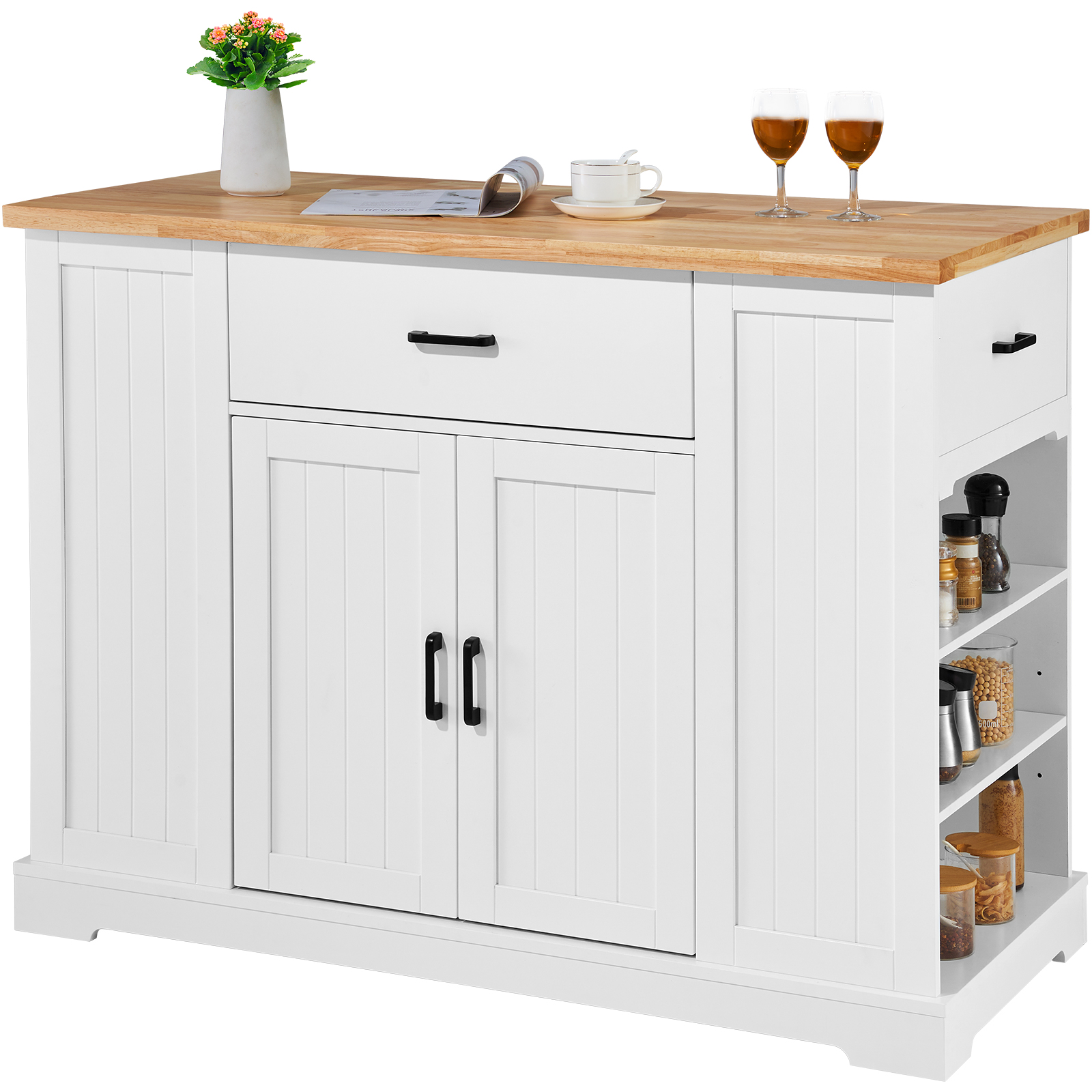 Drop-Leaf Kitchen Island Trolley Cart Wood Storage Cabinet w/ Drawers/Rack - Picture 75 of 110