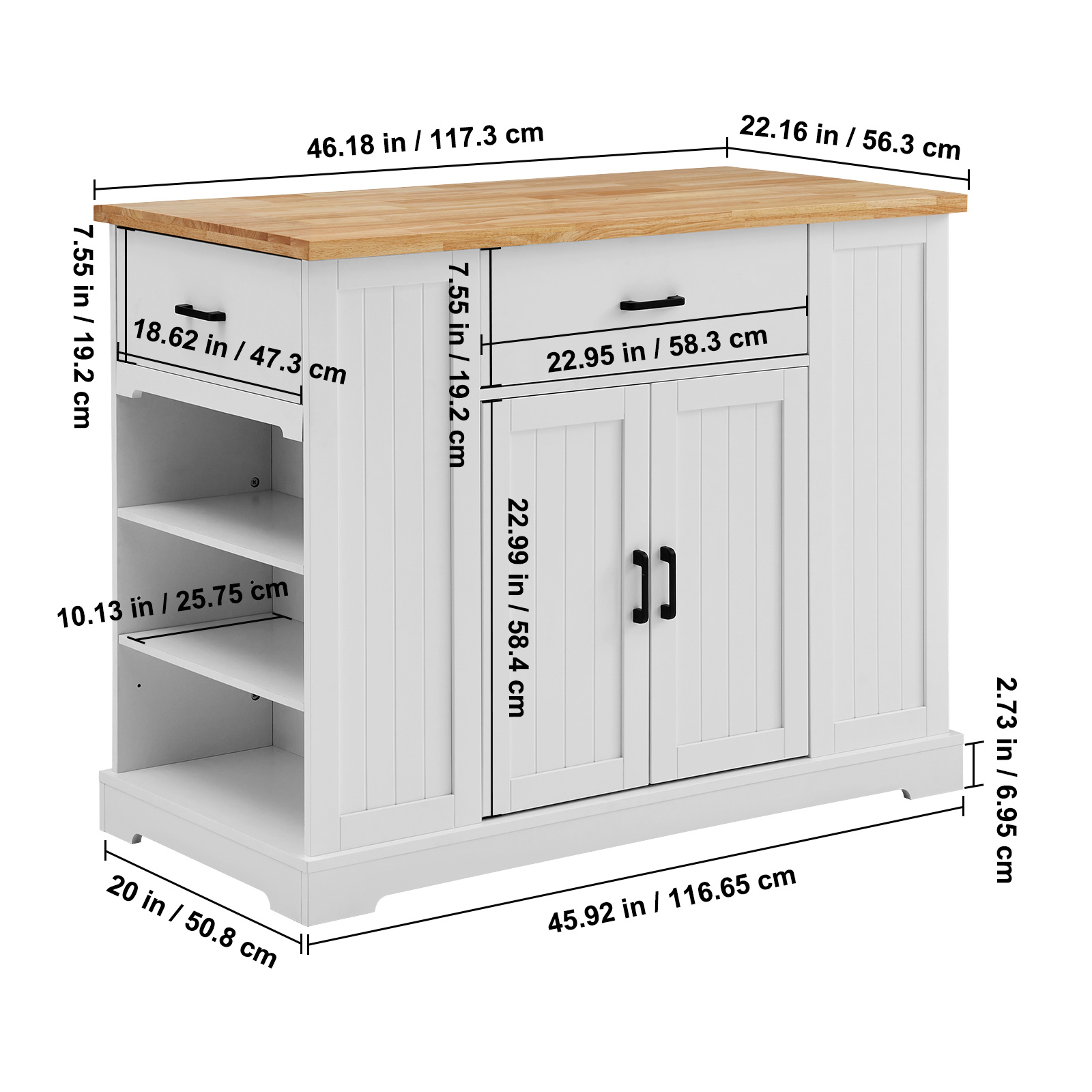 Drop-Leaf Kitchen Island Trolley Cart Wood Storage Cabinet w/ Drawers/Rack - Picture 82 of 110