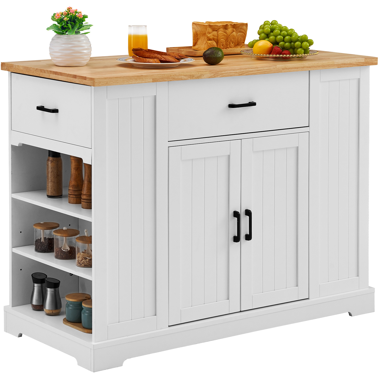 Drop-Leaf Kitchen Island Trolley Cart Wood Storage Cabinet w/ Drawers/Rack - Picture 83 of 110