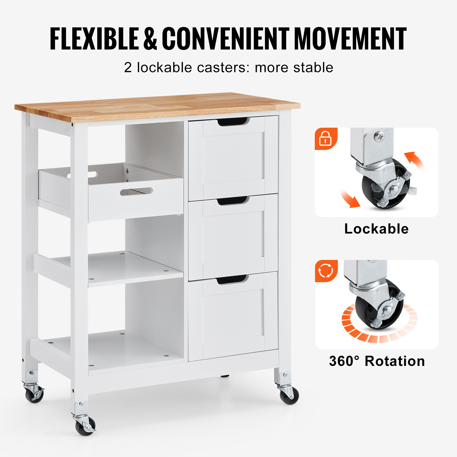 Drop-Leaf Kitchen Island Trolley Cart Wood Storage Cabinet w/ Drawers/Rack - Picture 54 of 110