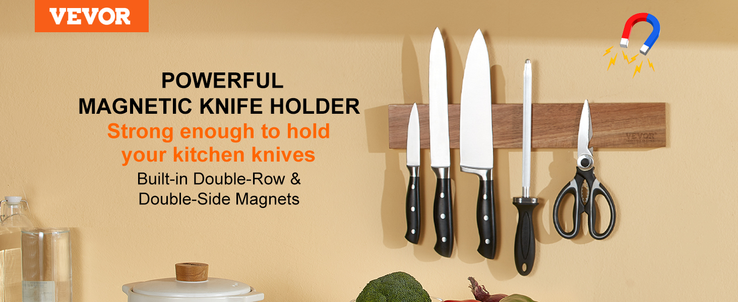 Barre magnétique pour couteaux et ustensiles de cuisine, longueur