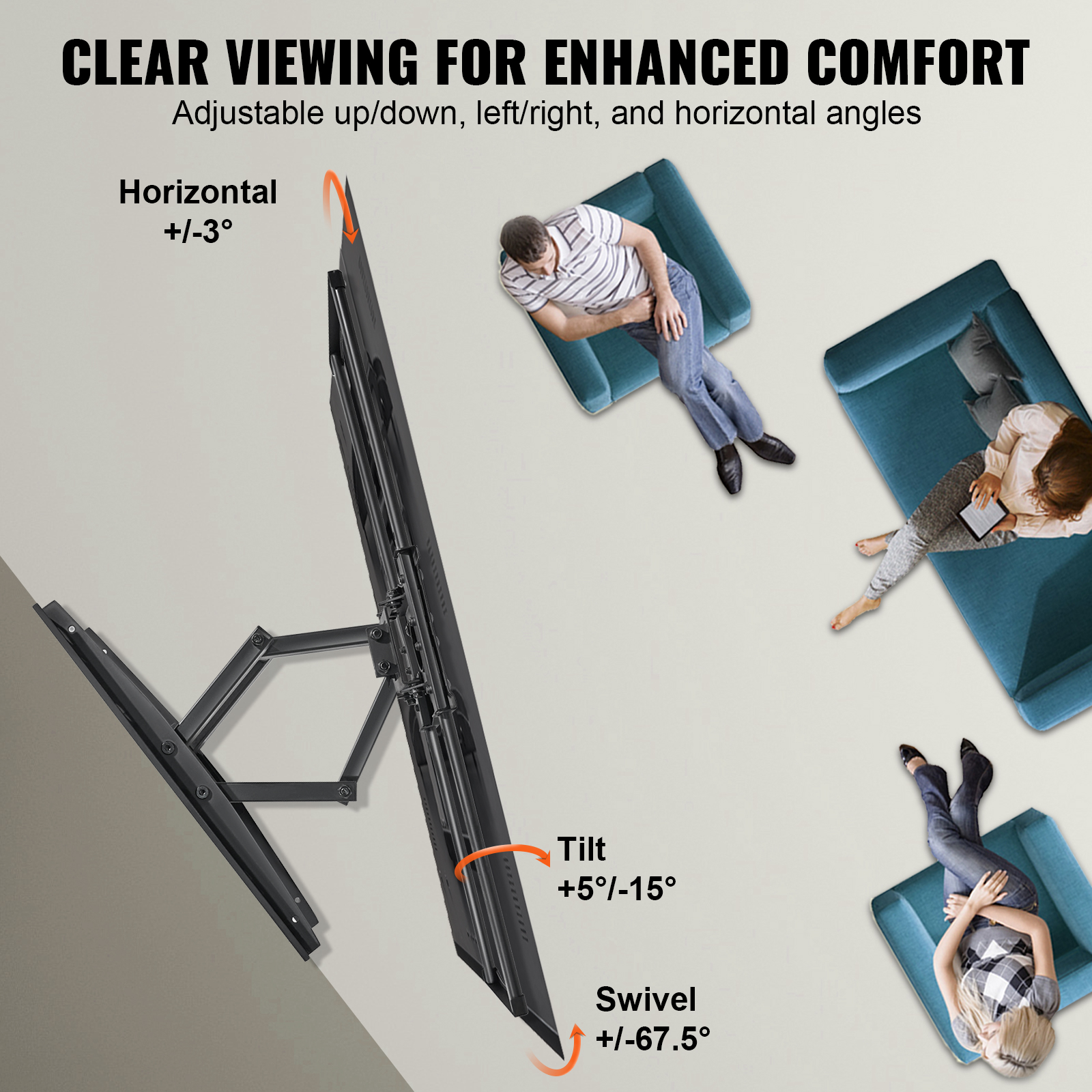 TV Wall Mount Full Motion for Most 26-90 inch TVs with Articulating Arms - Picture 29 of 50