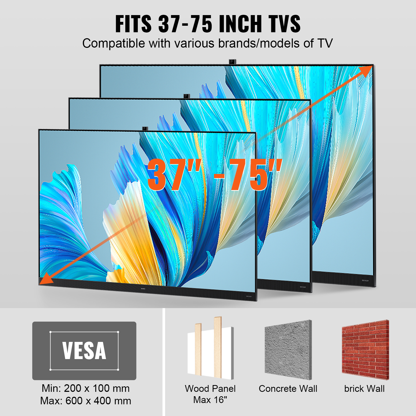 TV Wall Mount Full Motion for Most 26-90 inch TVs with Articulating Arms - Picture 32 of 50