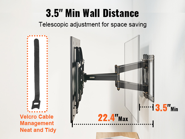  USX MOUNT Soporte de pared para TV de movimiento completo se  adapta a la mayoría de televisores de 26 a 55 pulgadas, brazo de extensión  de 24 pulgadas con brazo articulado